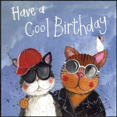 Alex Clark Karte Katzen Cool Cats zum Geburtstag 140x140 mm incl. Umschlag 0038