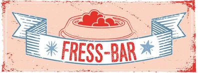 Schild Fressbar Fressnapf Fressen Katze Hund Futter Haustier 27x10 Blech od. Holz