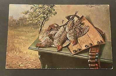 Jagd Fasan Kénstlerkarte Jagdtasche Munition 80166