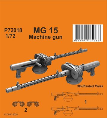 CMK 1:72 129-P72018 MG 15 German WWII Machine gun (2 pcs) - NEU