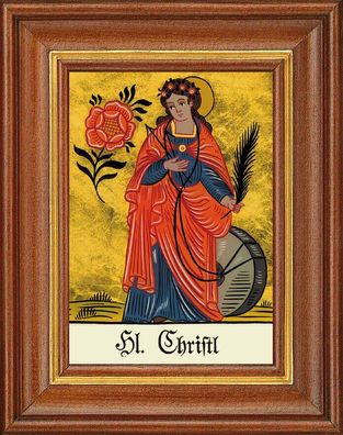 Hinterglasbild - Heilige Christl - Patronatsbild Taufe Namenspatron 12,7x16