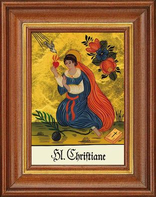 Hinterglasbild - Heilige Christiane - Patronatsbild Taufe Namenspatron 12,7x16