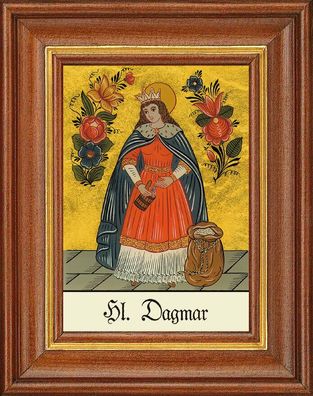 Hinterglasbild - Heilige Dagmar - Patronatsbild Taufe Namenspatron 12,7x16