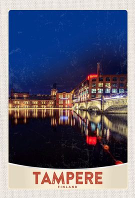 Schild Spruch Tampere Finland Finnland See Nacht JW