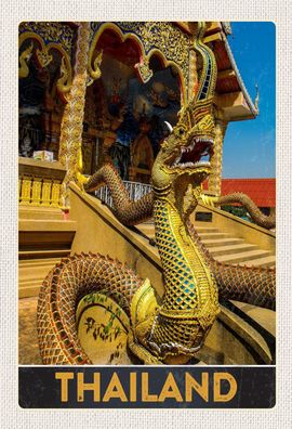 Schild Spruch Thailand Tempel Drache Gold JW