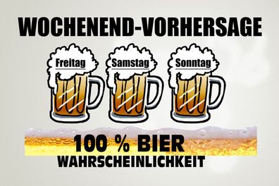 Schild Spruch Wochenend Vorhersage 100% Bier-Wahrscheinlichkeit Alkohol JW