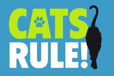Schild Spruch Cats rule Katzen herrschen JW