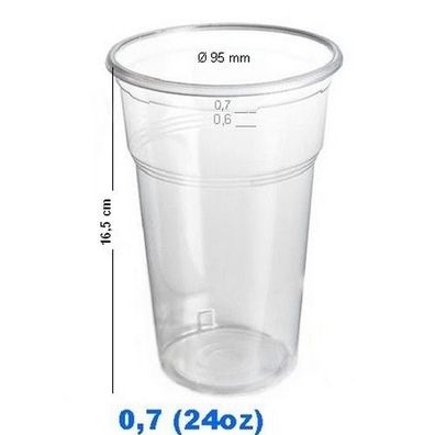 Bubble tea Becher, Trinkbecher Einweg Plastik 24oz/700ml 0,7l Füllstrich 720St