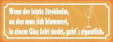 Schild Wenn Der Letzte Strohhalm An Dem Man Sich Klammert In Glas Sekt Steckt