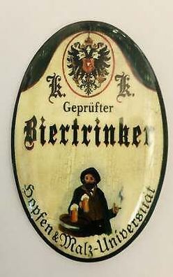 K&K Nostalgie Flaschenöffner magnetisch Gepréfter Biertrinker 7x4,5cm