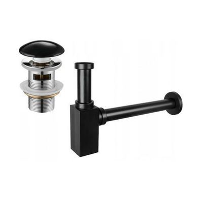 Mexen Waschbecken-Siphon schwarz, quadratisch, Messing