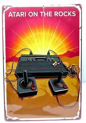 Nostalgie Vintage Retro Blechschild "ATARI ON THE ROCKS" 30x20 12066