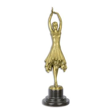 Bronze Skulptur auf Marmor Block Fräulein Kita Tänzerin H 44,6 L 12,9 NLDC-25