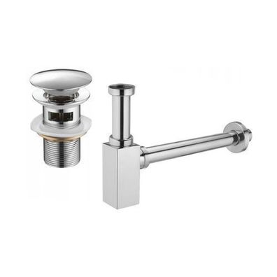 Mexen Quadratischer Chrom Waschbecken-Siphon Set