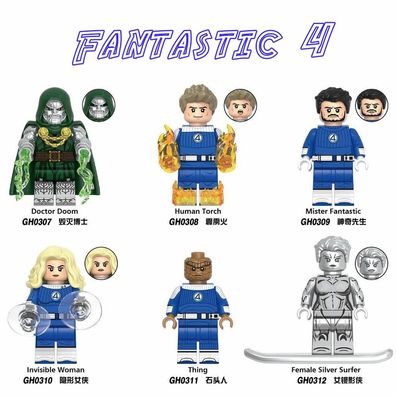 Superhelden Marvel Fantastic 4 F4 SilverSurfer Torch Storm Bausteine LxxO kompatibel
