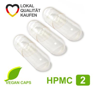 Leerkapseln vegan HPMC - pflanzlich Zellulose - Größe 2 - transparent •