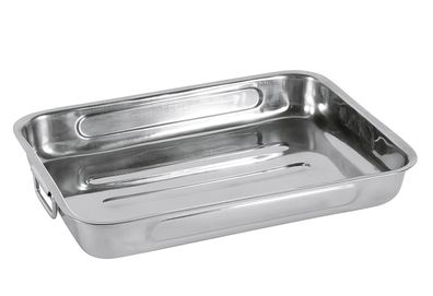 Vierkantpfanne Edelstahl 40x28x6cm Backofenfest Fallgriffe Vielseitig