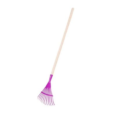 Rekord Kinder Laubrechen Fächerbesen Holzstiel Pink Garten Spielzeug