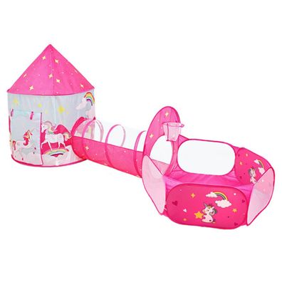 Outdoor Active Einhorn Spielzelt Tunnel Bällebad Kinder Rosa