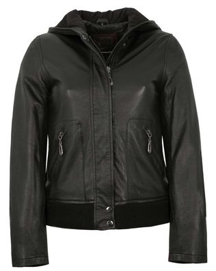 Existenz - Damen Lederjacke Blouson Kapuze Lammnappa schwarz