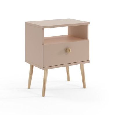 BETTSO Nachttisch Nachtkommode Nachtschrank für Schlafzimmer IKON Beige