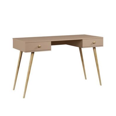 BETTSO Schreibtisch mit Schubladen auf hohen Beinen IKON Beige Macchiato