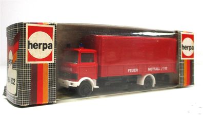 Modellauto H0 1/87 Herpa 814302 LKW MB 809 Pritsche/Plane Feuerwehr