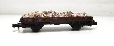 Spur N Roco 2305 Niederbordwagen mit Ladung DB (5776H)