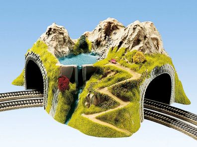 NOCH H0 5180 Ecktunnel , 2-gleisig, gebogen, 43 x 41 cm