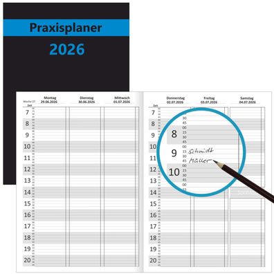 Praxisplaner 2026 A4 15min Takt Terminplaner Terminbuch mit Datum Kalender Timer