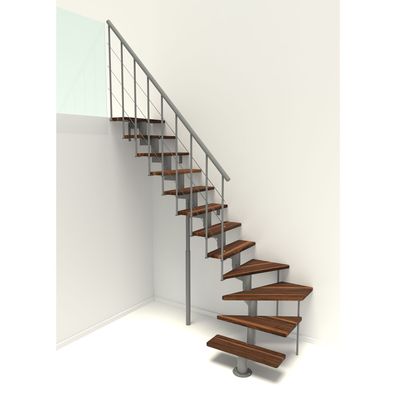 Minka Mittelholmtreppe Comfort Top Turn 37 - 312cm Geschosshoehe Walnuss Grau