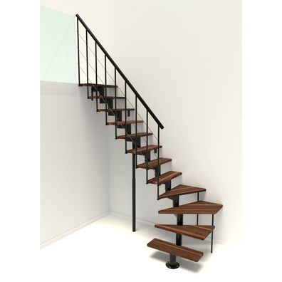 Minka Mittelholmtreppe Comfort Top Turn 37 - 312cm Geschosshoehe Walnuss Schwarz