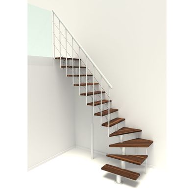 Minka Mittelholmtreppe Comfort Top Turn 37 - 312cm Geschosshoehe Walnuss Weis