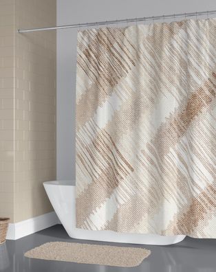 Textil Duschvorhang Paint Weiss Beige Braun inkl. Duschvorhangringe - 8 Maße