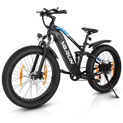 E-Mountainbike 26" mit 48V/16Ah Akku, 250W Motor, 7-Gang & Federung für Schnee/Strand