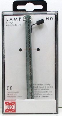 Spur H0 Busch 4150 Freileitungsmast mit Lampe LED OVP (Z62-6)