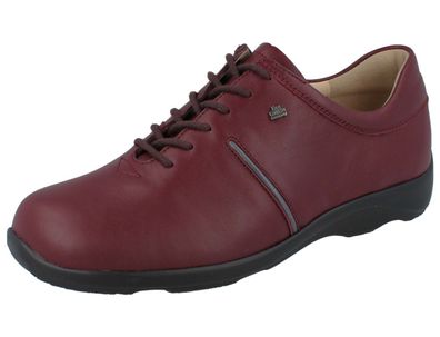FINN Comfort Belfort Damen Halbschuhe Schnürhablschuhe weinrot bordo Glattleder