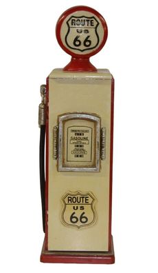 Retro Tanksäule Schrank creme rot - Höhe 61 cm - Zapfsäule Nostalgie Regal aus Holz