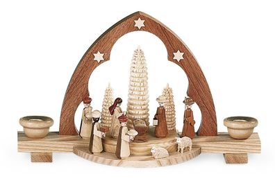 Lichterbogen Schwibbogen Christi Geburt Spitzbogen natur (LxBxH):30x10x18cm