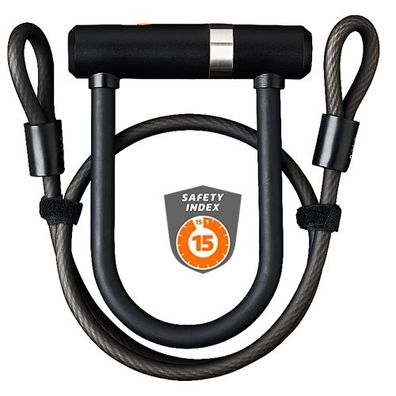 Bügelschloss Newton Mini Pro + Kabel, 14 cm, Ø 16 mm & 100 cm, Ø 10 mm , AXA NL,