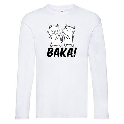 Baka! | böse Katze | Ohrfeige | Comic | Runterhauen Long Sleeve Weiß