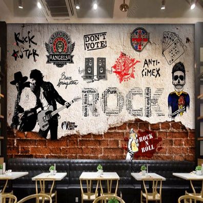 Vlies Fototapete Wandtapete Wandbilder Retro Backsteinmauer Rockba 11275