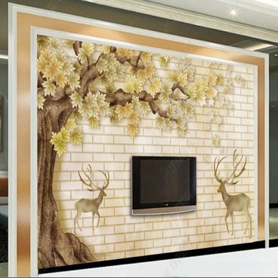 Vlies Fototapete Wandtapete Wandbilder Kreative Großem Baum und Elch 11290