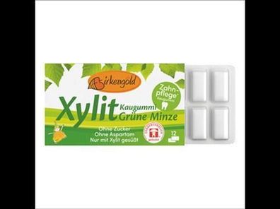 Birkengold 6x Birkengold Kaugummi Grüne Minze (12 Stück) 17g