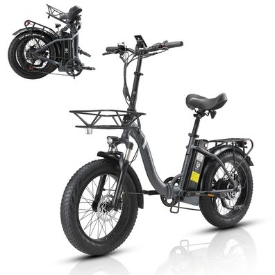 E-Bike 20 Zoll All-Terrain Elektrofahrrad 55 n/m 72 km Range, 150 kg Zuladung & IP65