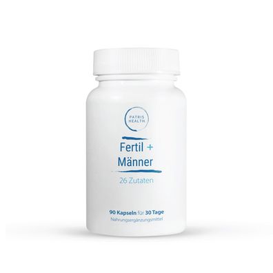 Patris Health® Fertil+ Männer - Für Fruchtbarkeit, 24 Inhaltsstoffe, 90 Kapseln