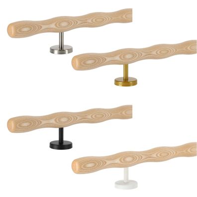 Holz Handlauf Esche wellenförmig Ø 42 mm gerade Edelstahl Handlaufhalter - Turnsta