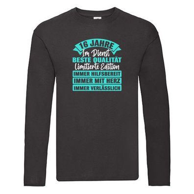 16 Jahre im Dienst | Jubiläum | Arbeit Long Sleeve Schwarz