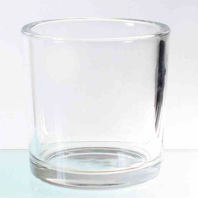 Glastopf, Windlicht-Glas, schweres dickwandiges Teelicht Glas 14 cm