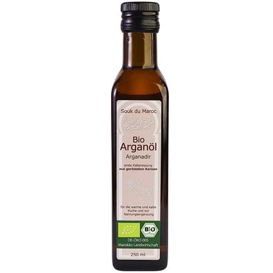 100% Bio Argan-Speise-Öl | geröstet | kaltgepresst und Rein | 250ml mit Ausguss